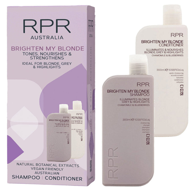 RPR Brighten My Blonde Duo Pack - Purple Toning Illuminates Blonde Grey & Highlights - On Line Hair Depot